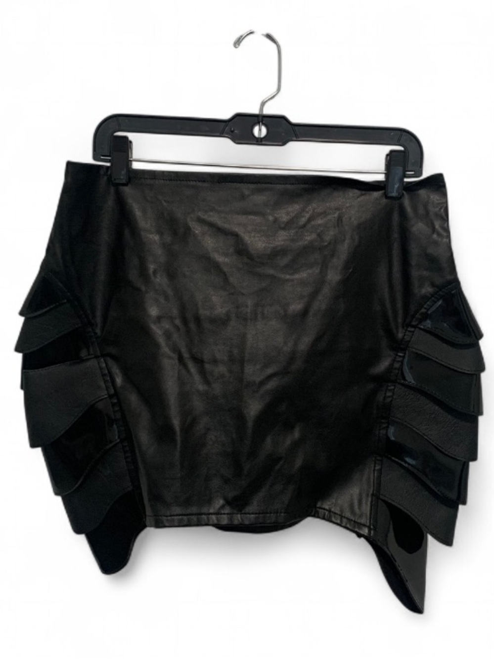 Y2K Cyberesque Black Faux Leather Apocalyptic Goth Mini Skirt